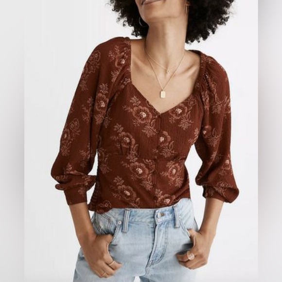 Madewell Tops - Madewell Women's Preston Puff-Sleeve Top in Letterpress Floral size M